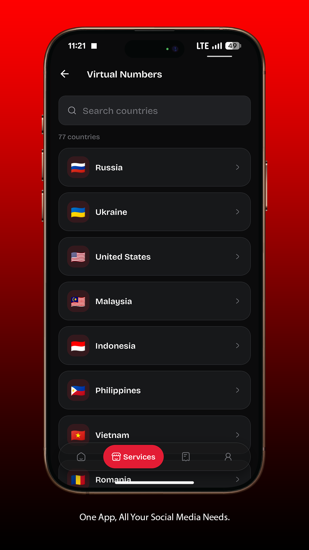 THEARVE SMM Virtual Numbers screen