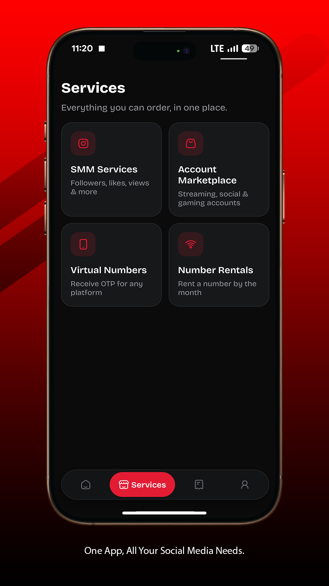 THEARVE SMM Services screen